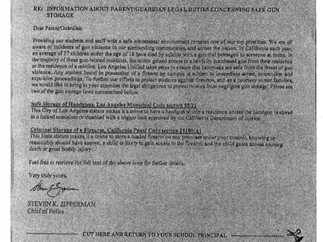 Another school district requiring parents to sign “safe storage” slip (MDA is to thank)