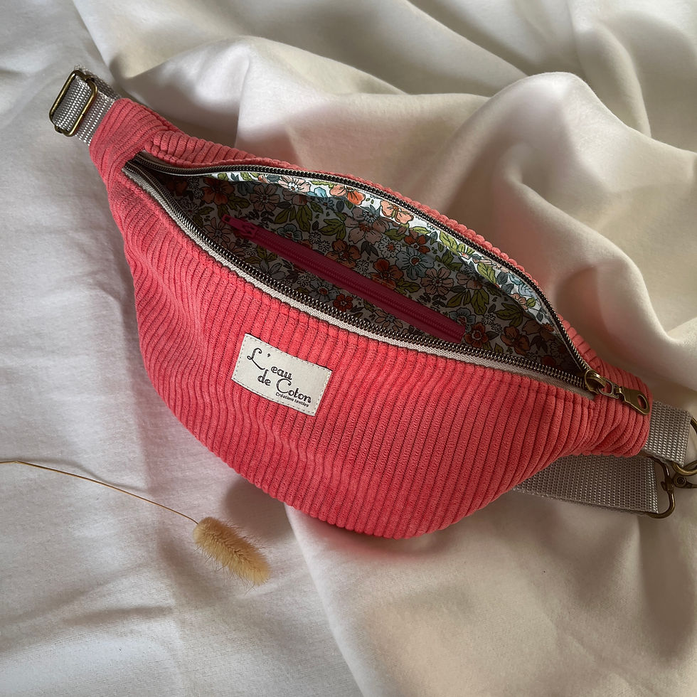 Miniature : Sac banane en velours Rose vif