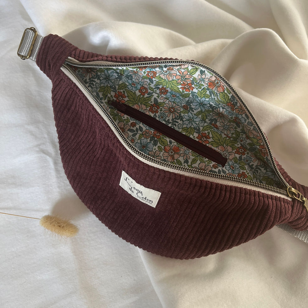 Miniature : Sac banane en velours côtelés Prune