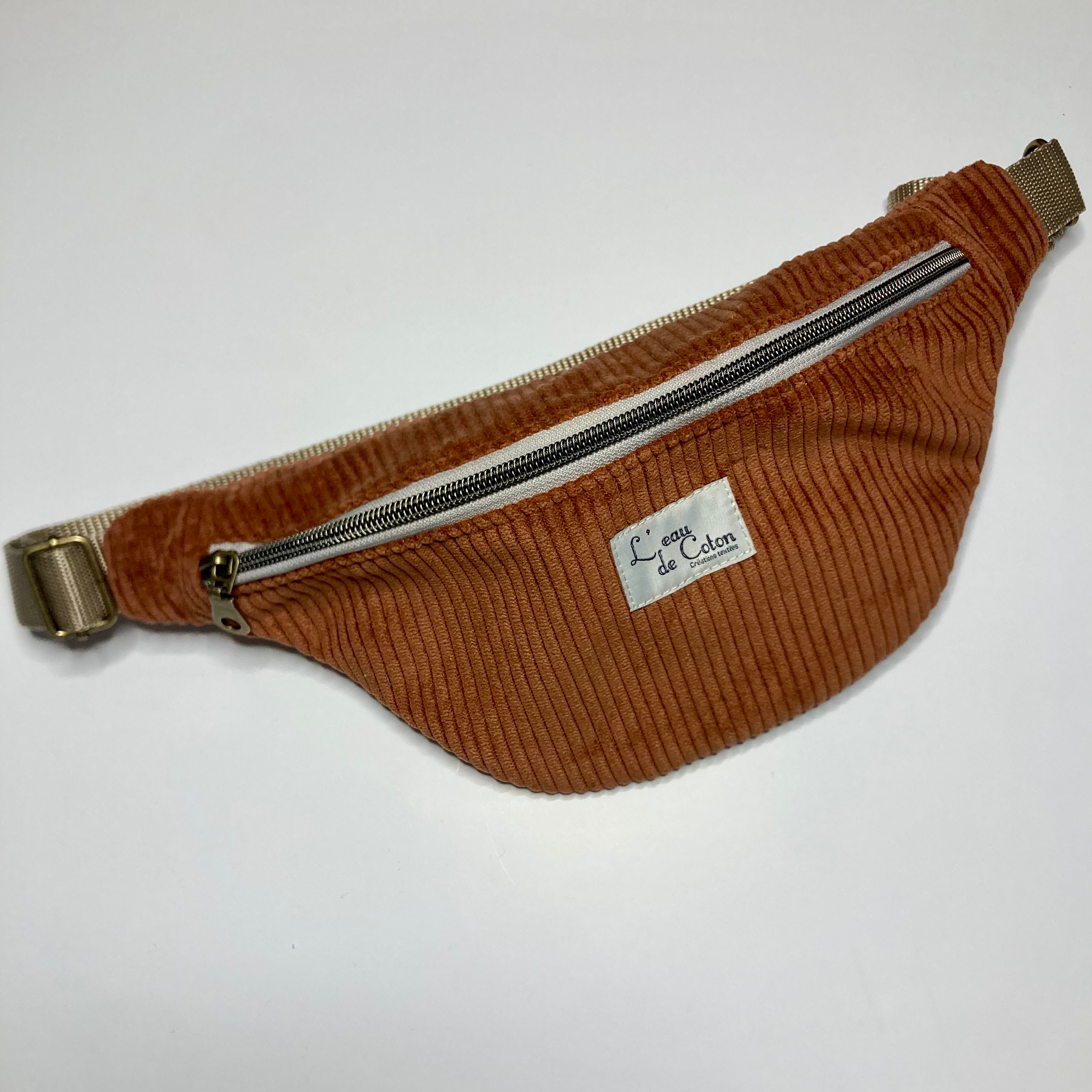 Sac banane en velours côtelés camel