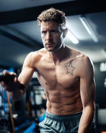 Male with athletic physique mid set