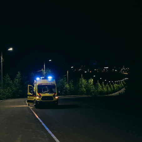 Ambulance on the street isolated