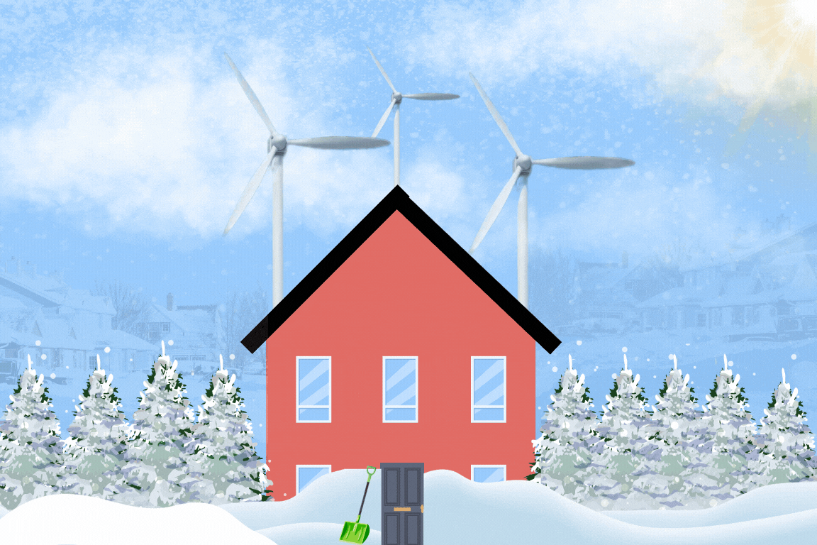 A house with wind turbines