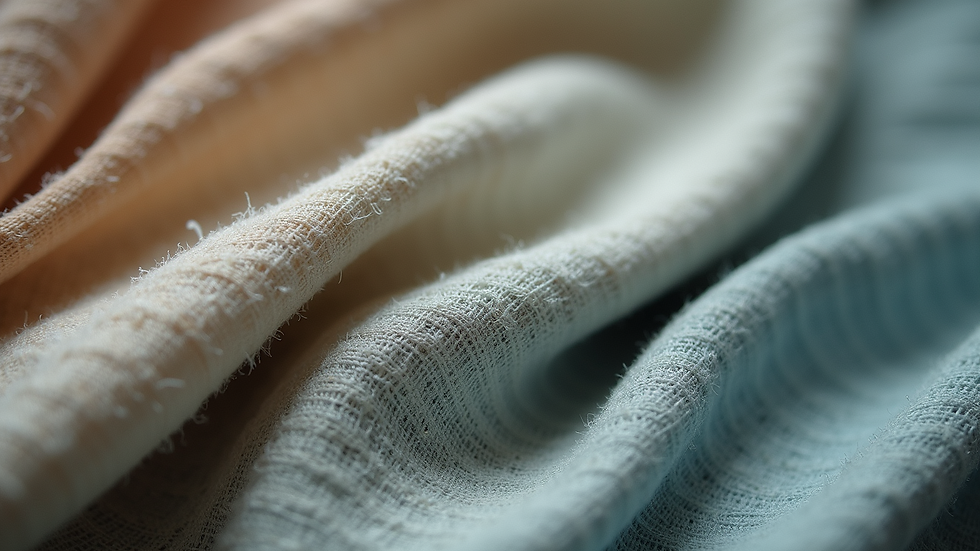 Close-up of recycled fabric texture used in sustainable clothing