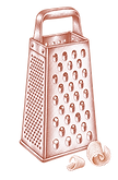 Illustration rose cuivré d’une râpe de cuisine