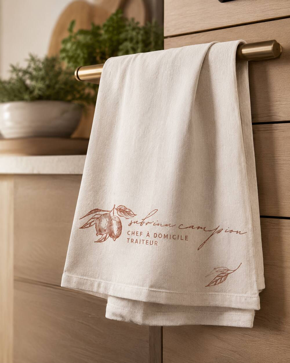 Aperçu de la serviette à recette Sabrina Campion Traiteur | Recipe tea towel preview
