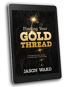Finding Your Gold Thread ebook cover by author Jason Ward. Black threads are shown on the cover with a single sparkling gold thread.