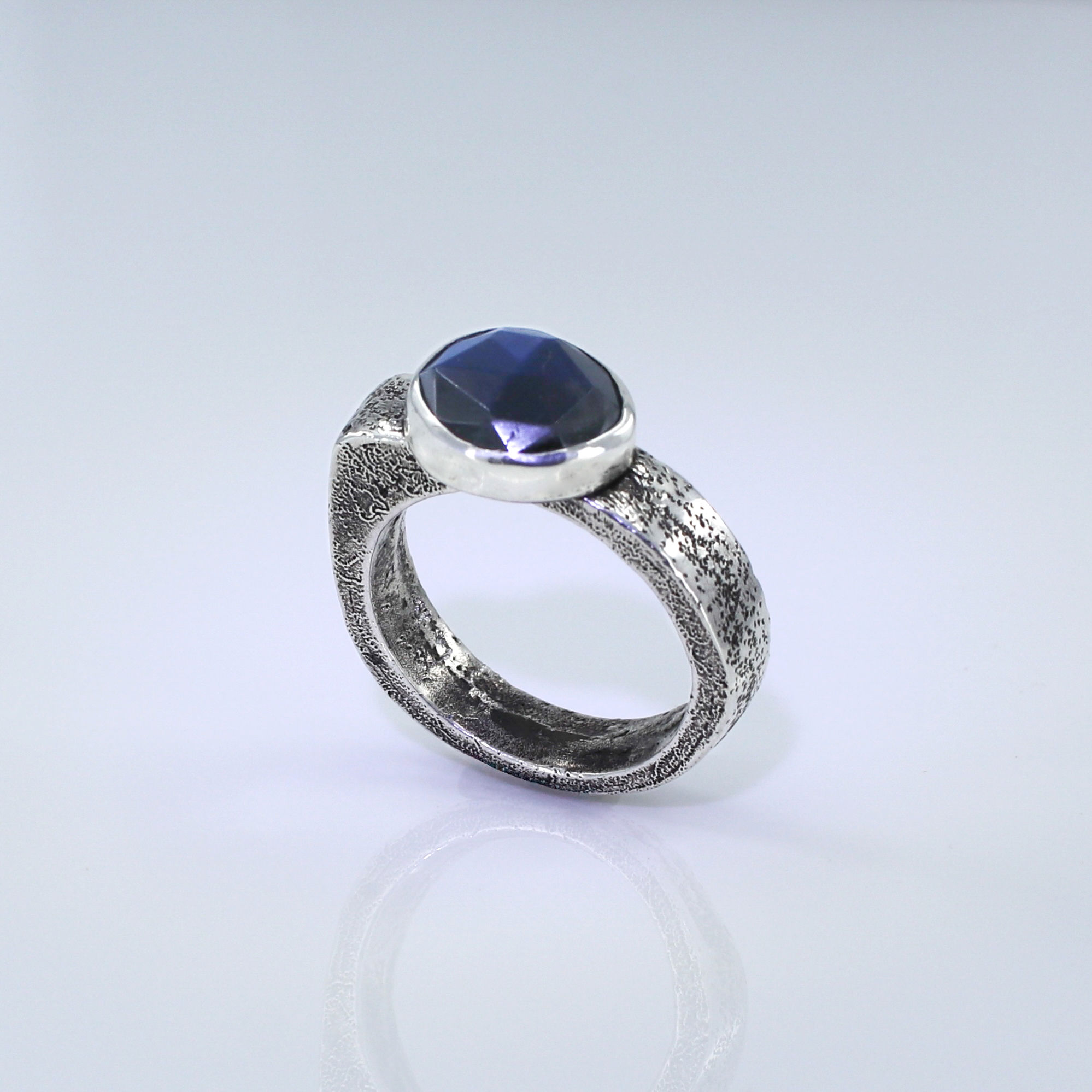 Sand cast Blue Kyanite ring Size 6