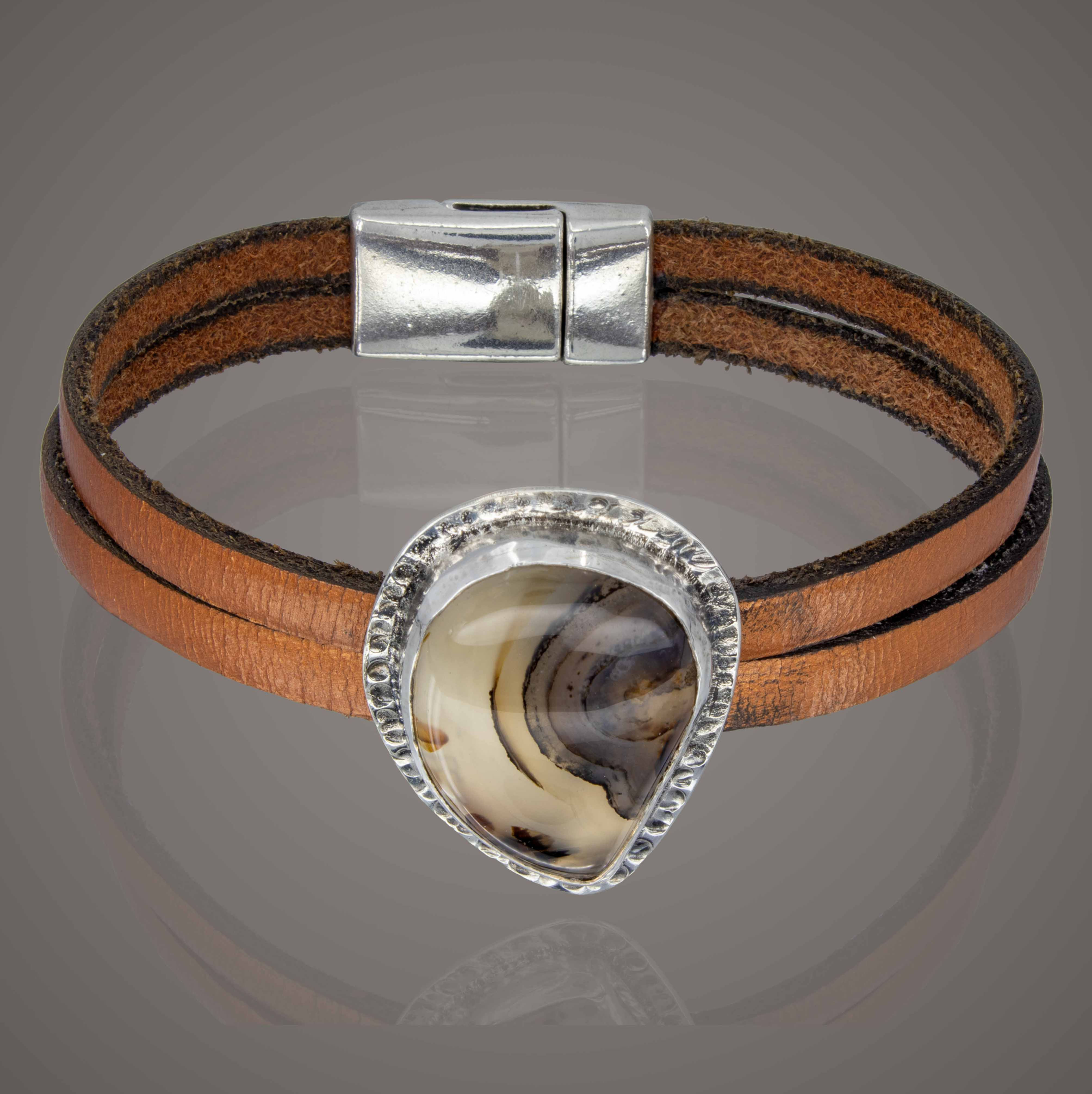 Agate swirl leather bracelet