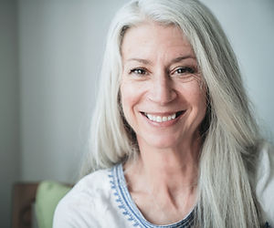 Smiling Mature Woman with Gray Hair