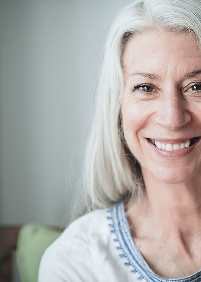 Smiling Mature Woman with Gray Hair