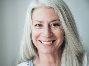 Smiling Mature Woman with Gray Hair