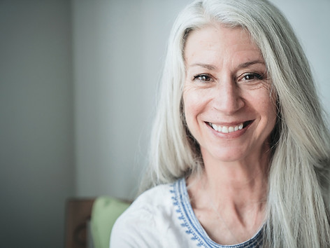 Smiling Mature Woman with Gray Hair