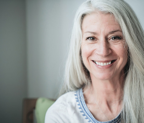 Smiling Mature Woman with Gray Hair