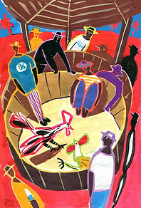 Haiti: cocks-fights painting