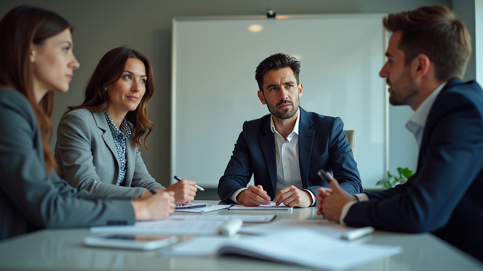 Close-up view of a team engaging in a strategy meeting