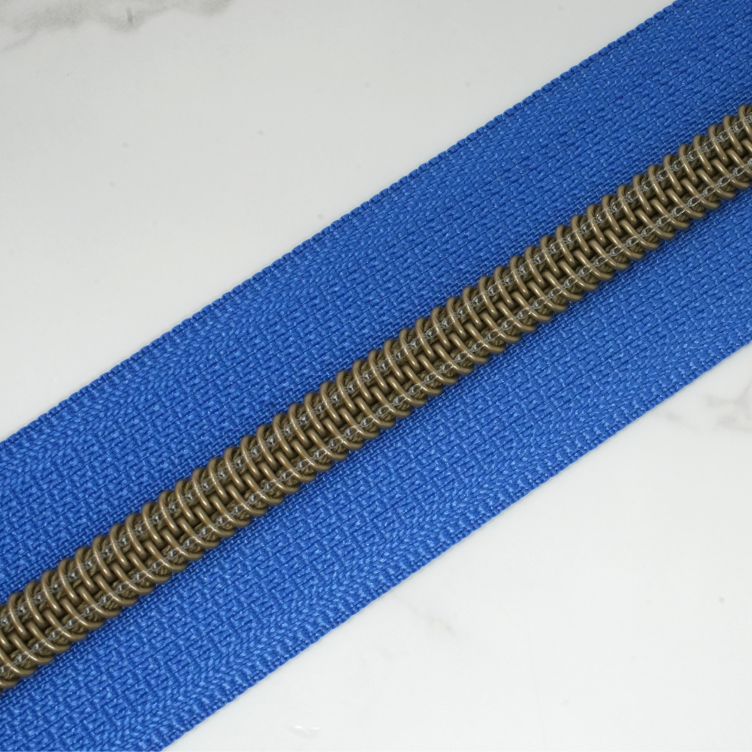 #5 Zipper Tape - TRUE BLUE with Bronze Nylon Coils