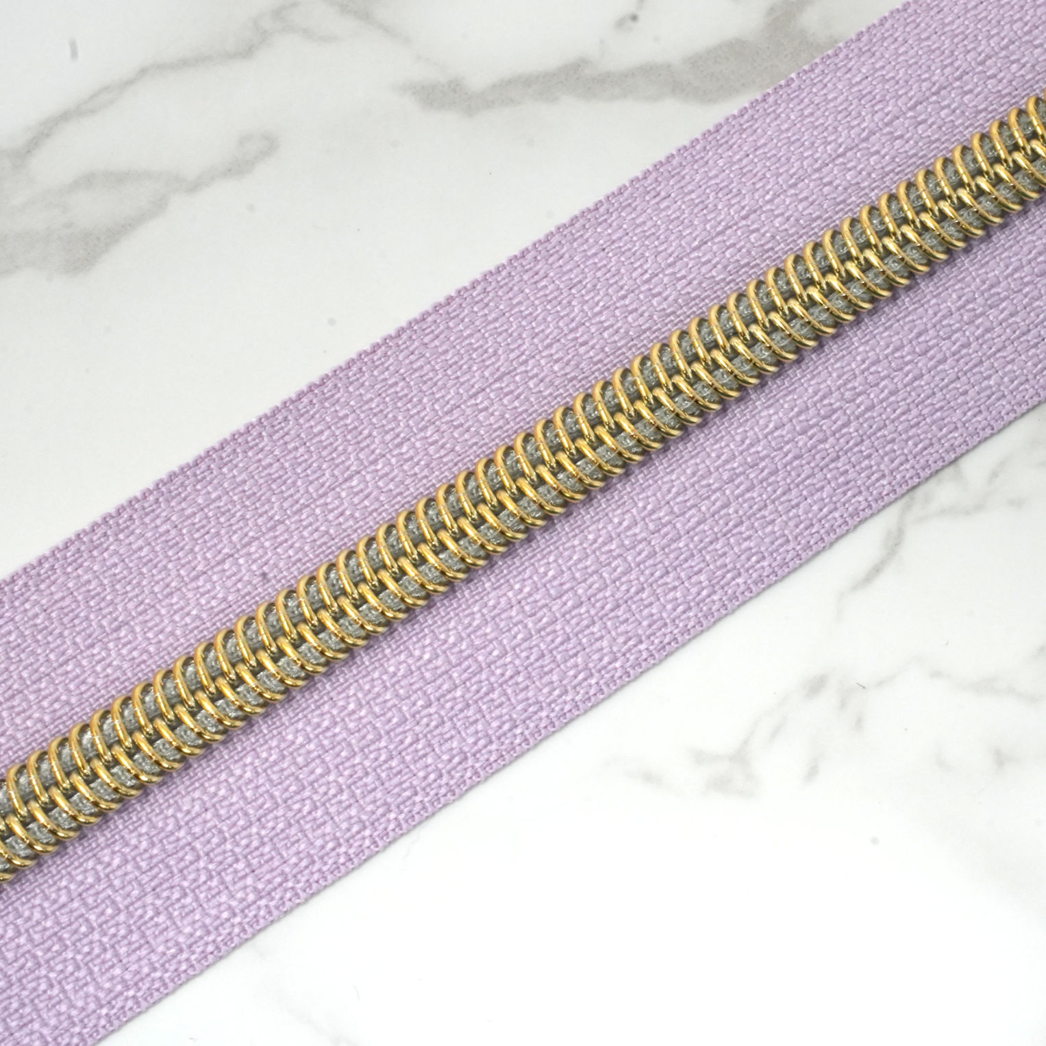#5 Zipper Tape - PETAL PURPLE with Gold Nylon Coils