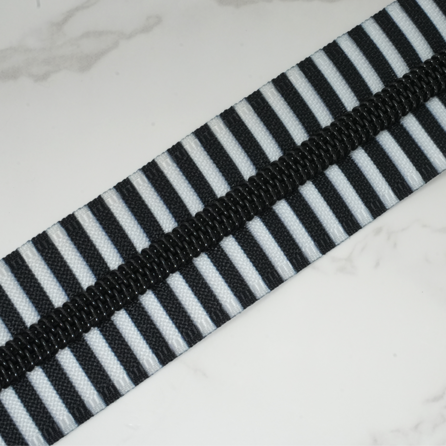#5 Zipper Tape - PLAYFUL PANDA STRIPES with Black Nylon Coils