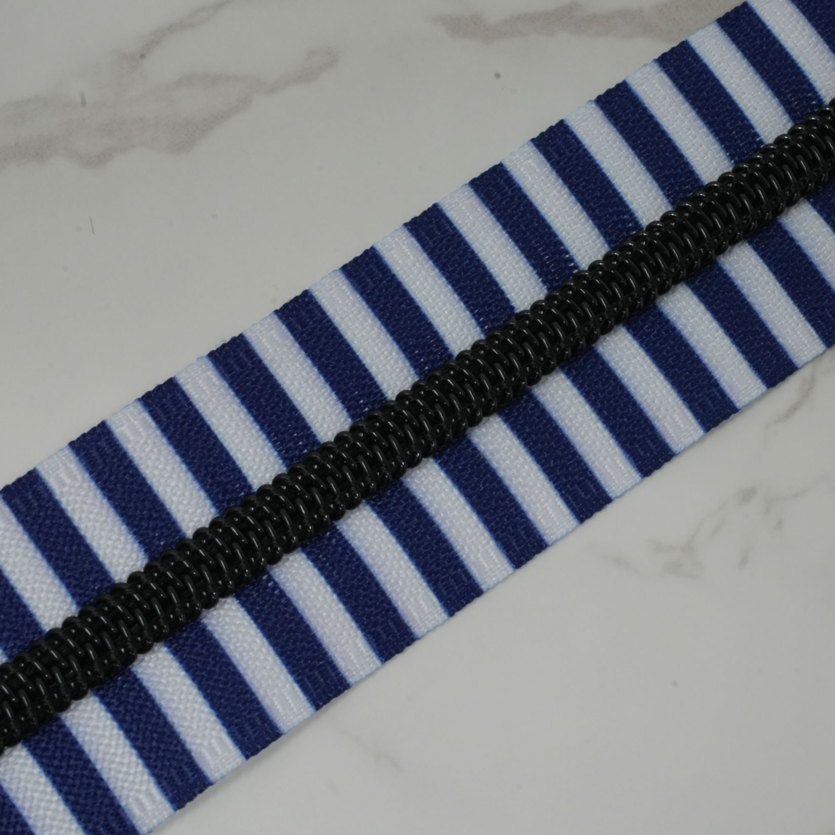 #5 Zipper Tape - AHOY MATE Printed Stripes with Black Nylon Coi