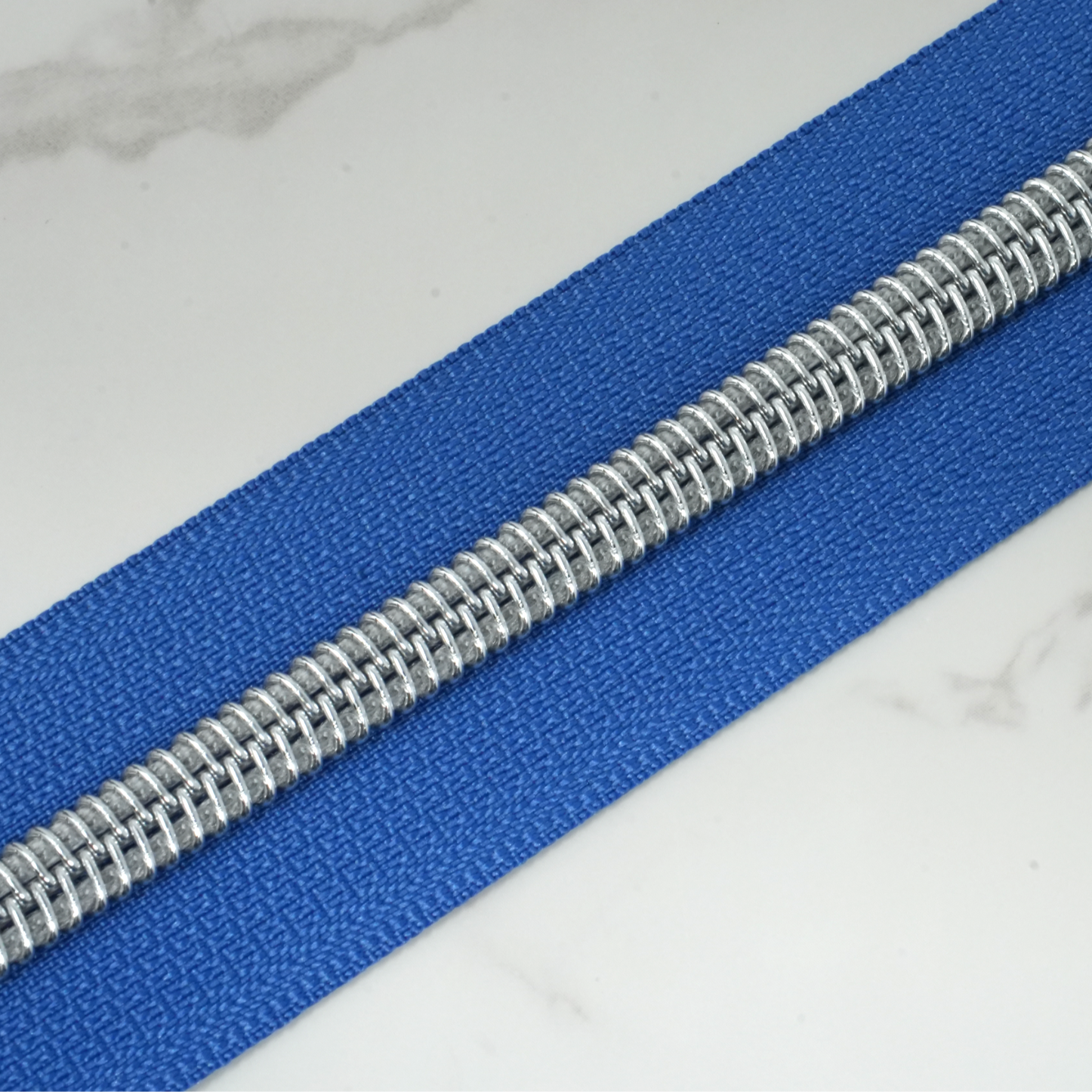 #5 Zipper Tape - TRUE BLUE with Silver Nylon Coils