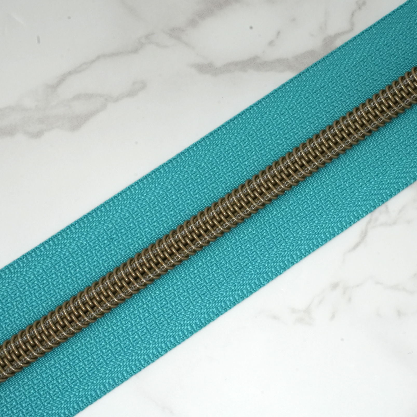 #5 Zipper Tape - BLUE TROPIC with Bronze Nylon Coils