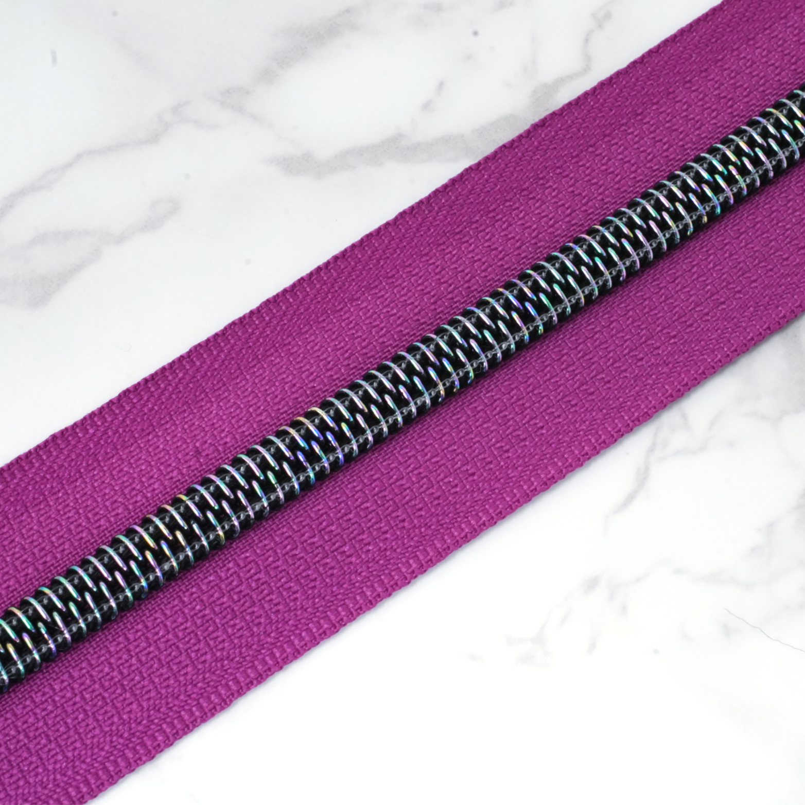 #5 Zipper Tape - VIVID IMPERIAL PURPLE with Iridescent Black Nylon Coils