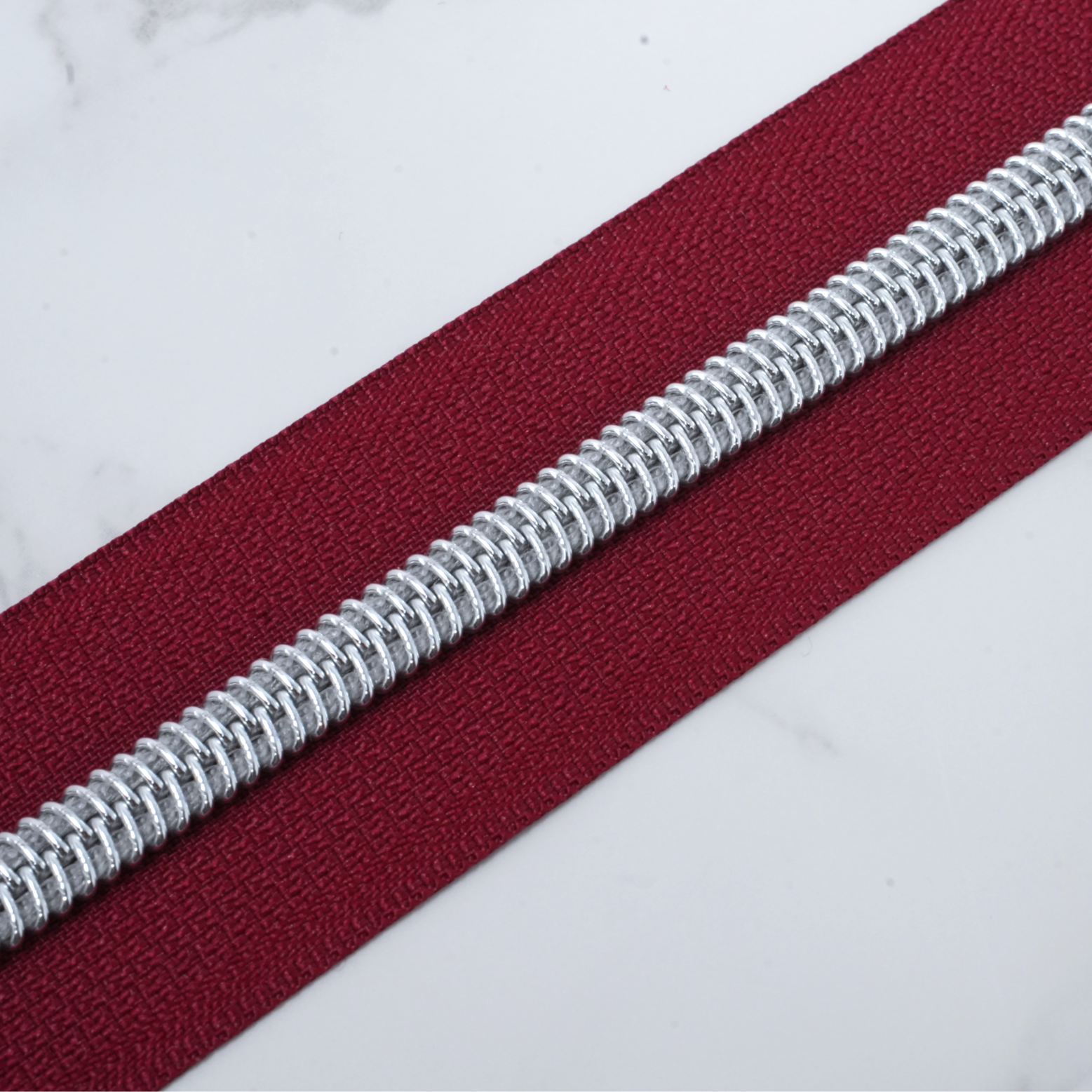#5 Zipper Tape - CRANBERRY SPRITZER with Silver Nylon Coils