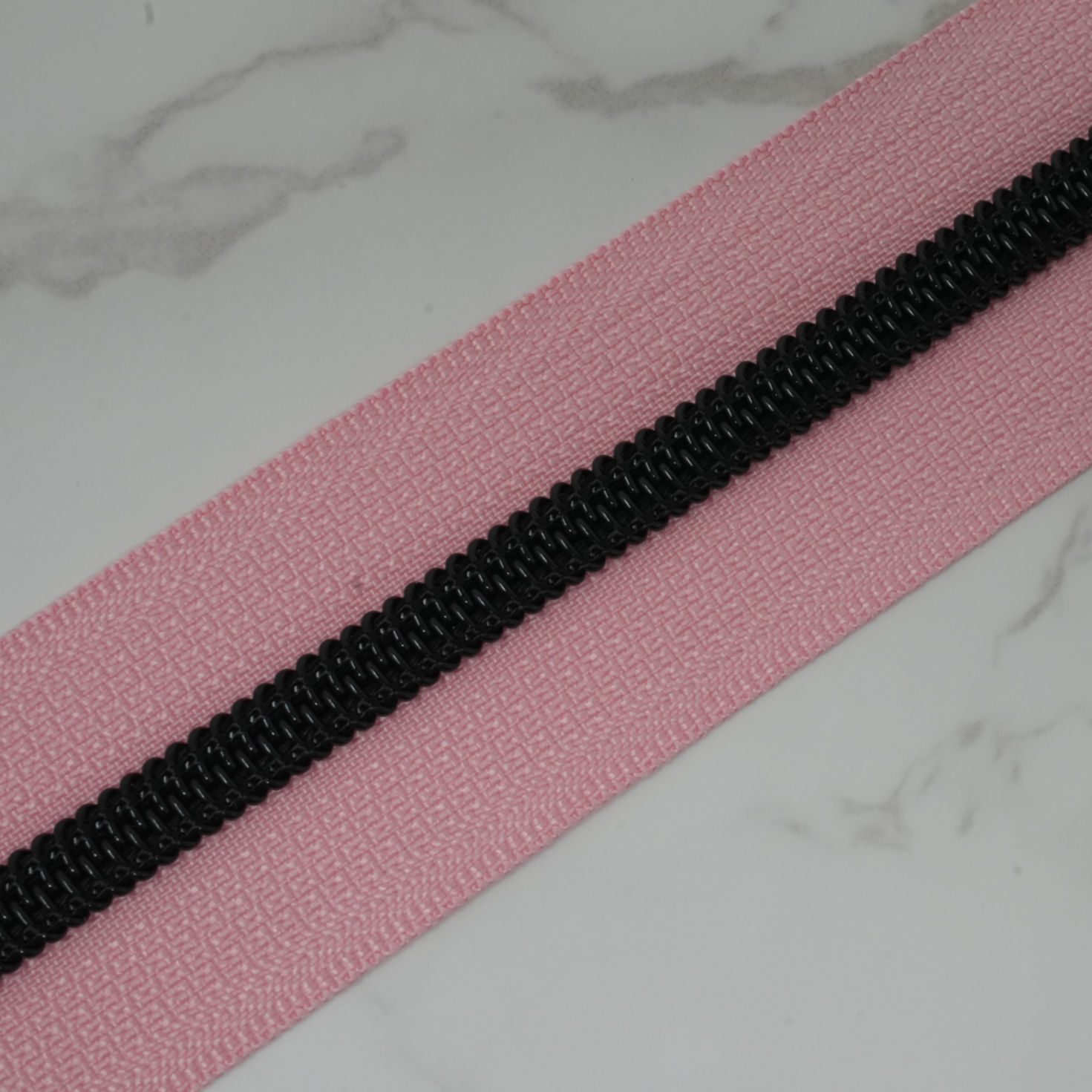 #5 Zipper Tape - SOFT PINK with Black Nylon Coils