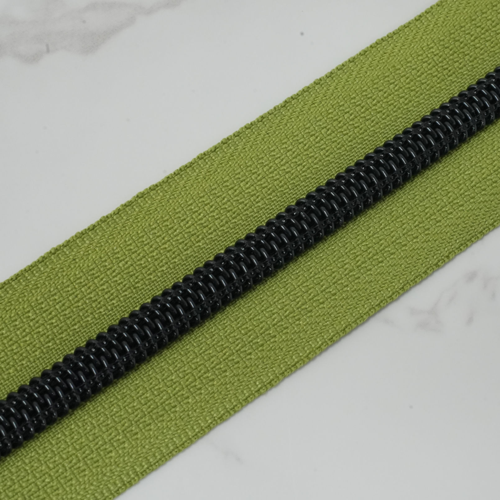 #5 Zipper Tape - AVOCADO with Black Nylon Coils
