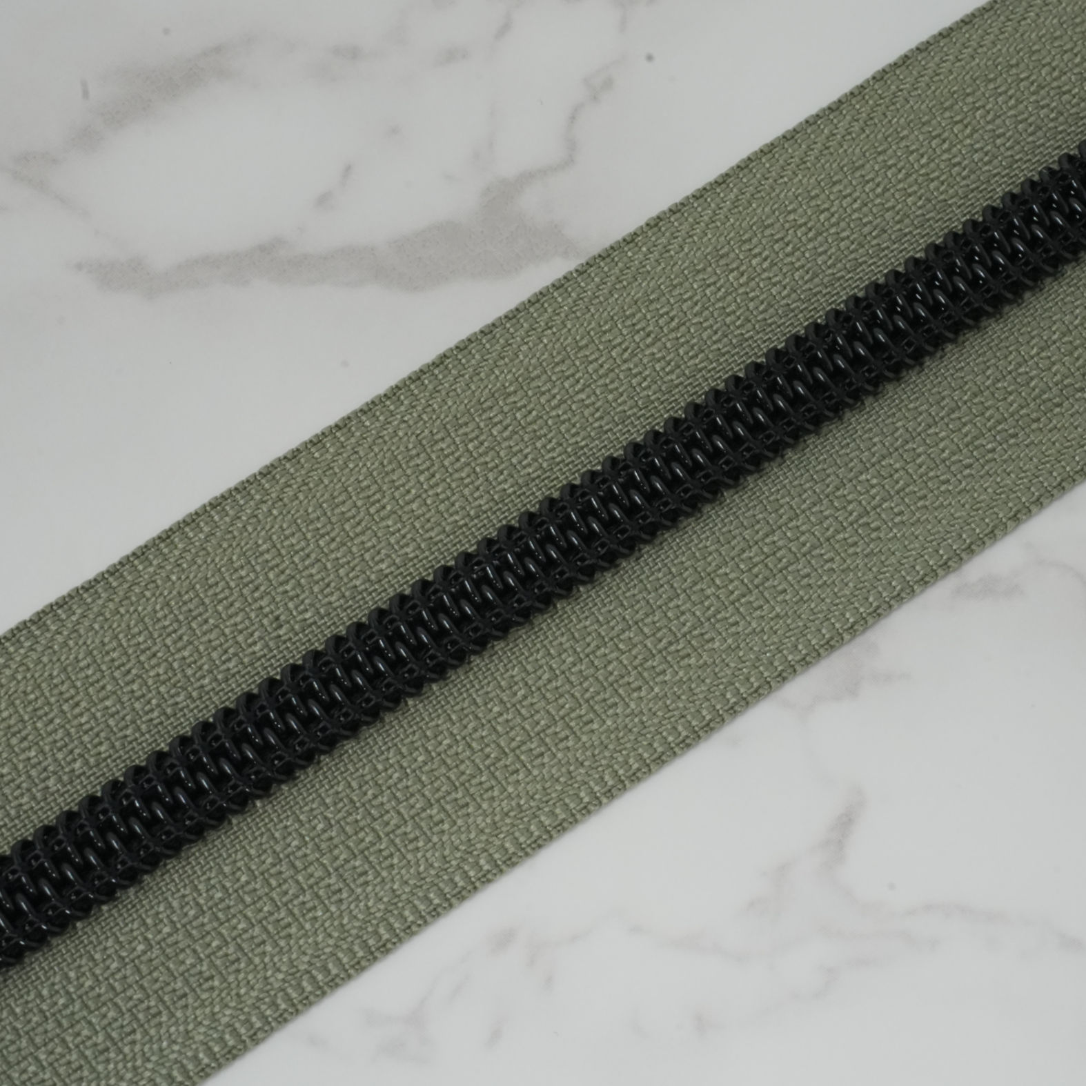#5 Zipper Tape - MISTY MOSS with Black Nylon Coils