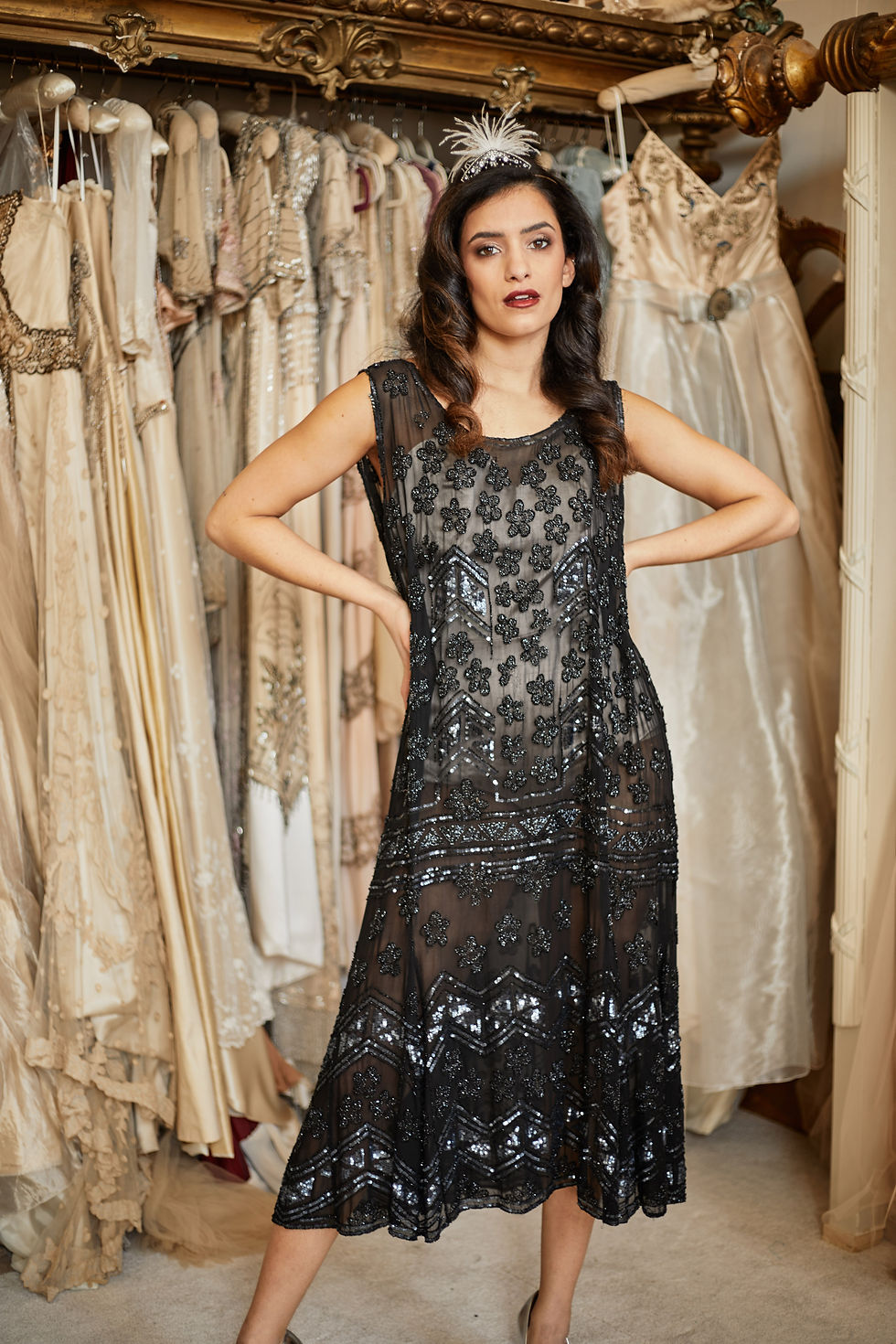 Cascadia silk hand beaded dress main image 0