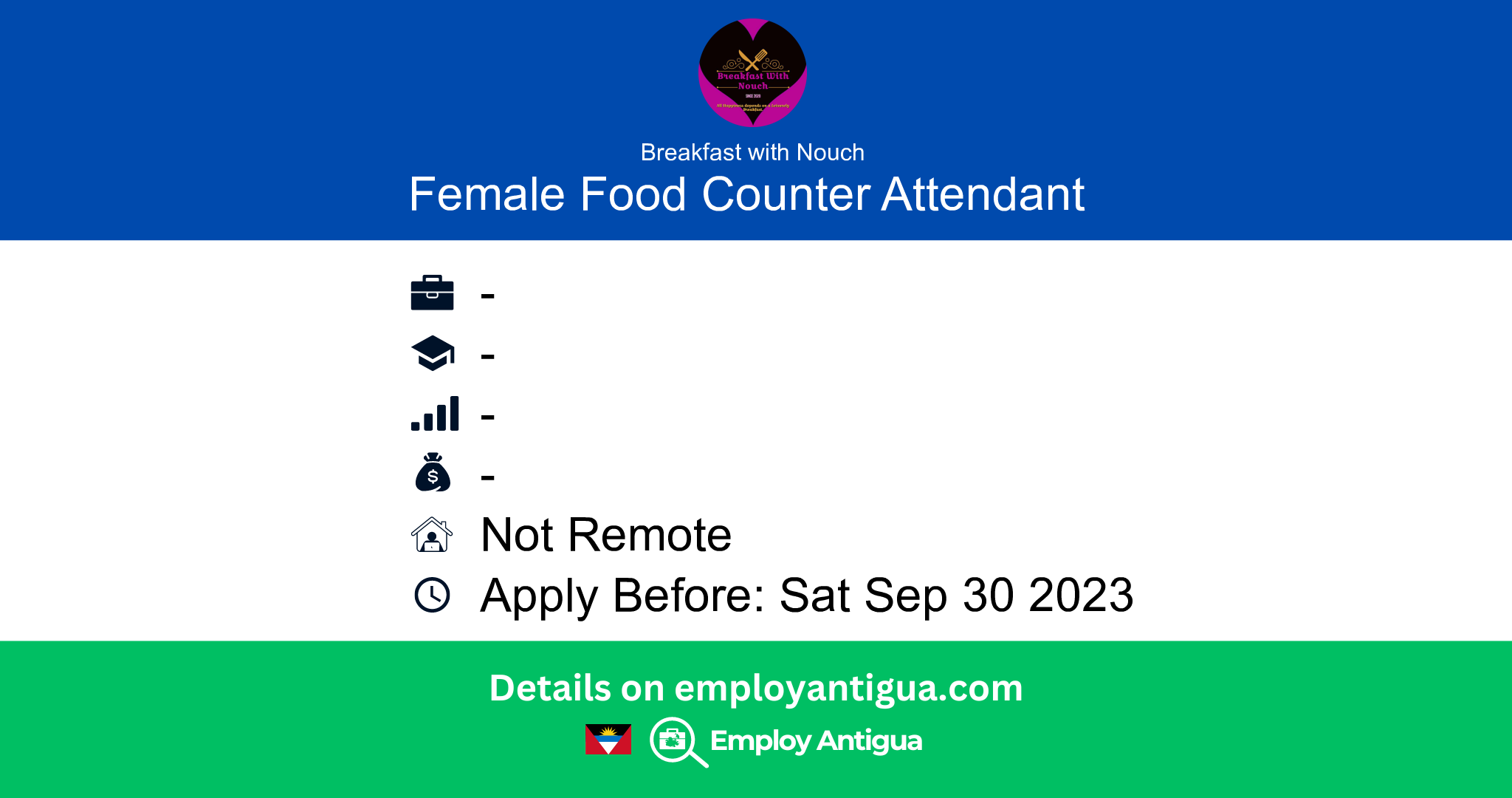 Female Food Counter Attendant