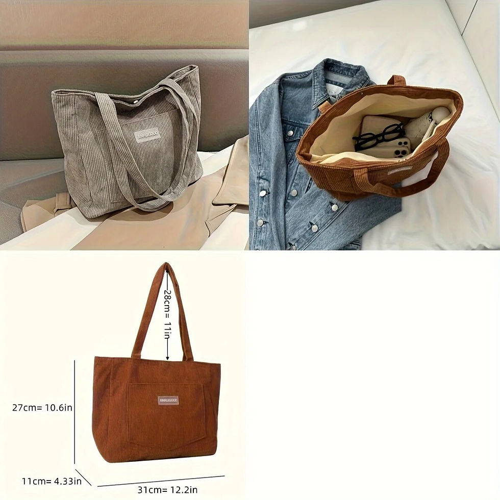 Miniatura: Bolsa Tote Feminina de Veludo – Grande Capacidade, Design Moderno e Bolso Fron