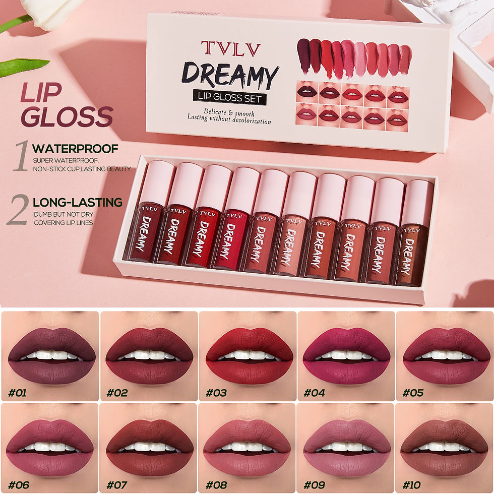 Miniatura: Kit Maquiagem 10 Peças – Batons Matte + Gloss Labial Hidratante de Longa Dura