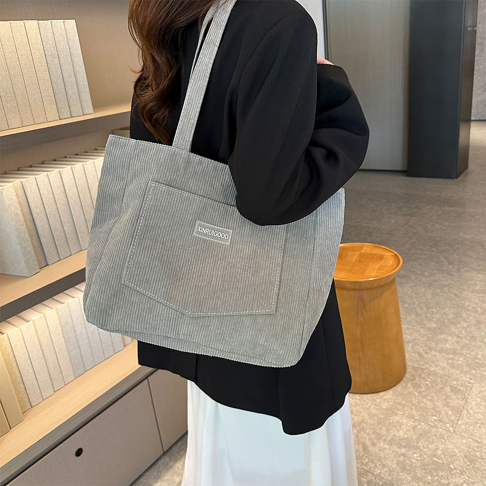 Miniatura: Bolsa Tote Feminina de Veludo – Grande Capacidade, Design Moderno e Bolso Fron
