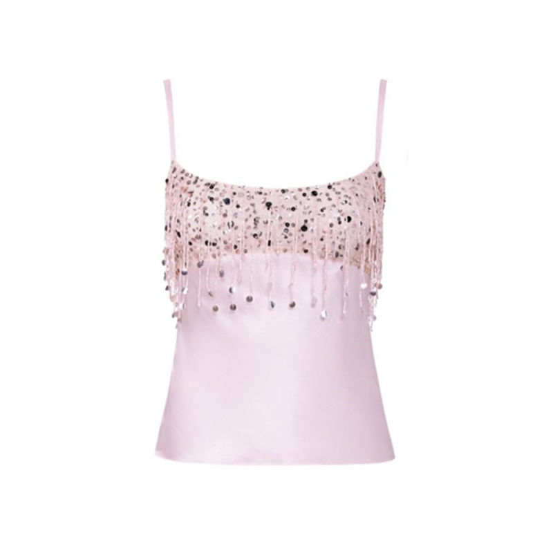 Miniatura: Conjunto Feminino Verão 2026 – Top com Franjas e Lantejoulas + Saia Curta