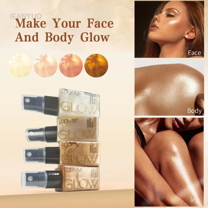 Miniatura: Spray Iluminador Dourado – Efeito Glow Intenso para Rosto e Corpo com Brilho D