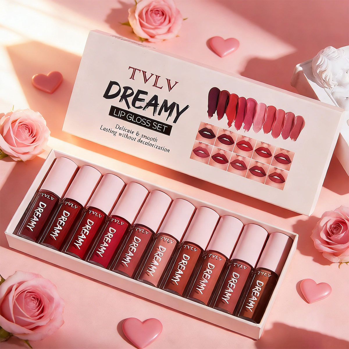 Kit Maquiagem 10 Peças – Batons Matte + Gloss Labial Hidratante de Longa Dura