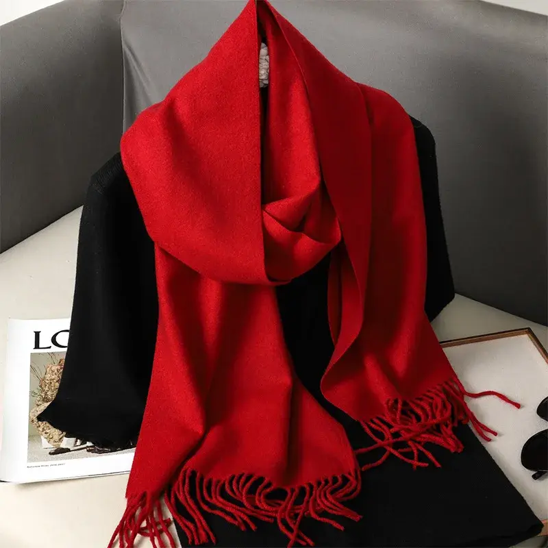 Miniatura: 62Color Solid Women Winter Scarf Warm Thicken Cashmere Shawl Outdoor Fashion