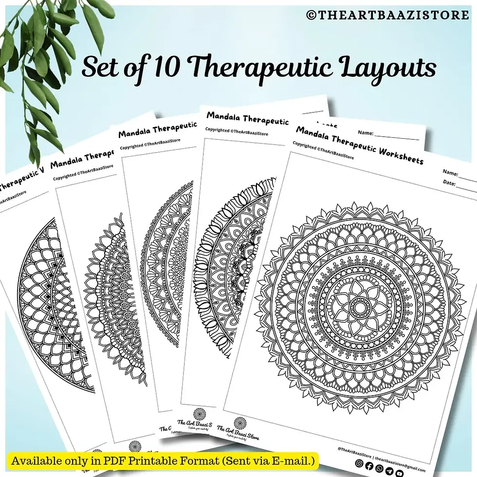 Thumbnail: Mandala Therapeutic Worksheets Set – 10 printable mandala coloring pages for mindfulness, self-expression, and stress relief.