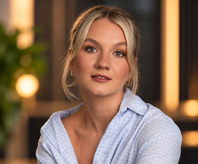 Warm Bokeh Portrait in Blue Shirt_edited