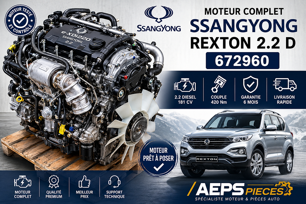 Moteur complet SSANGYONG Rexton 2.2 Diesel 181cv – Code moteur 672960