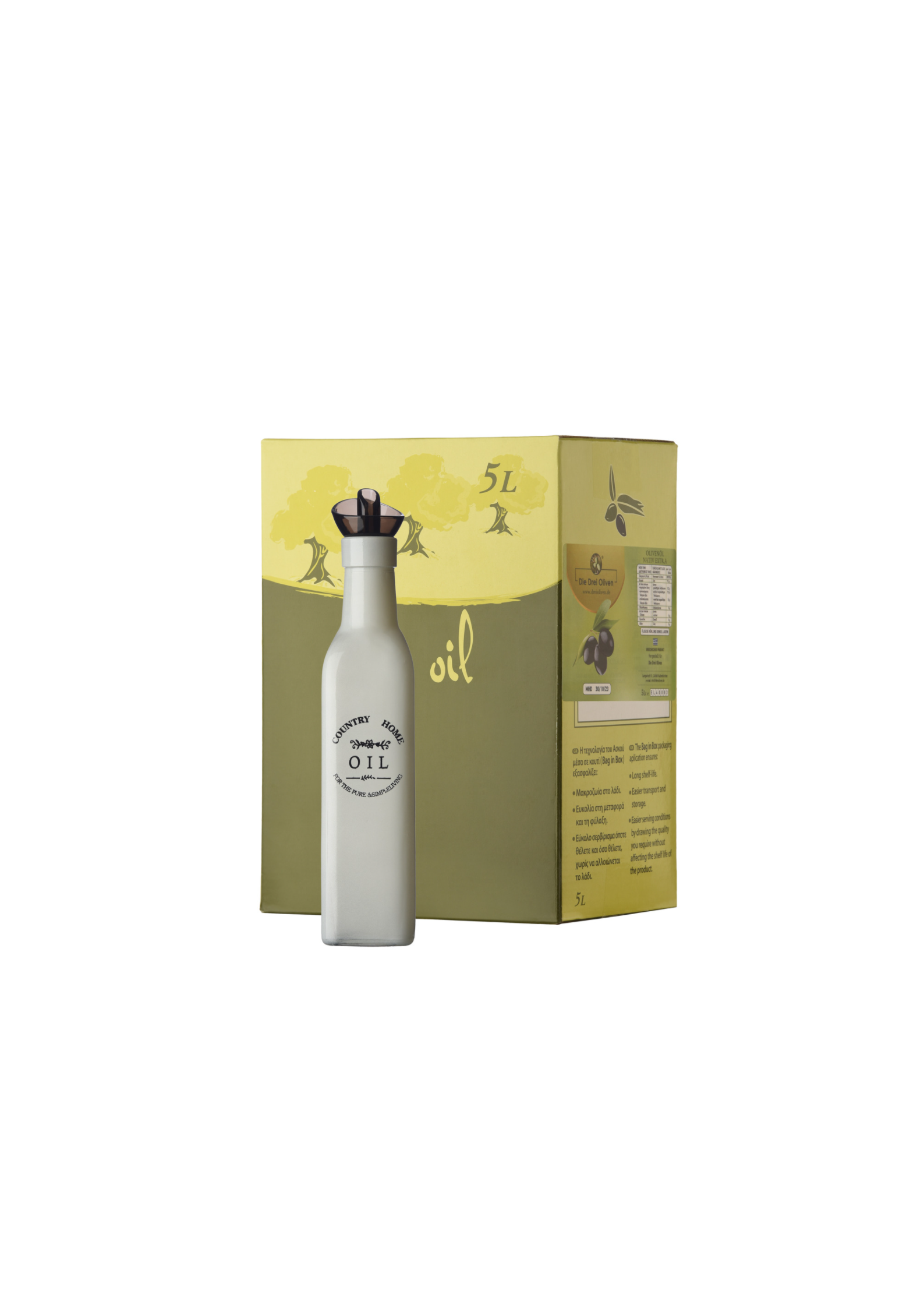 Die Drei Oliven - 5 Liter Bag in Box + 250ml Keramiklook Spender