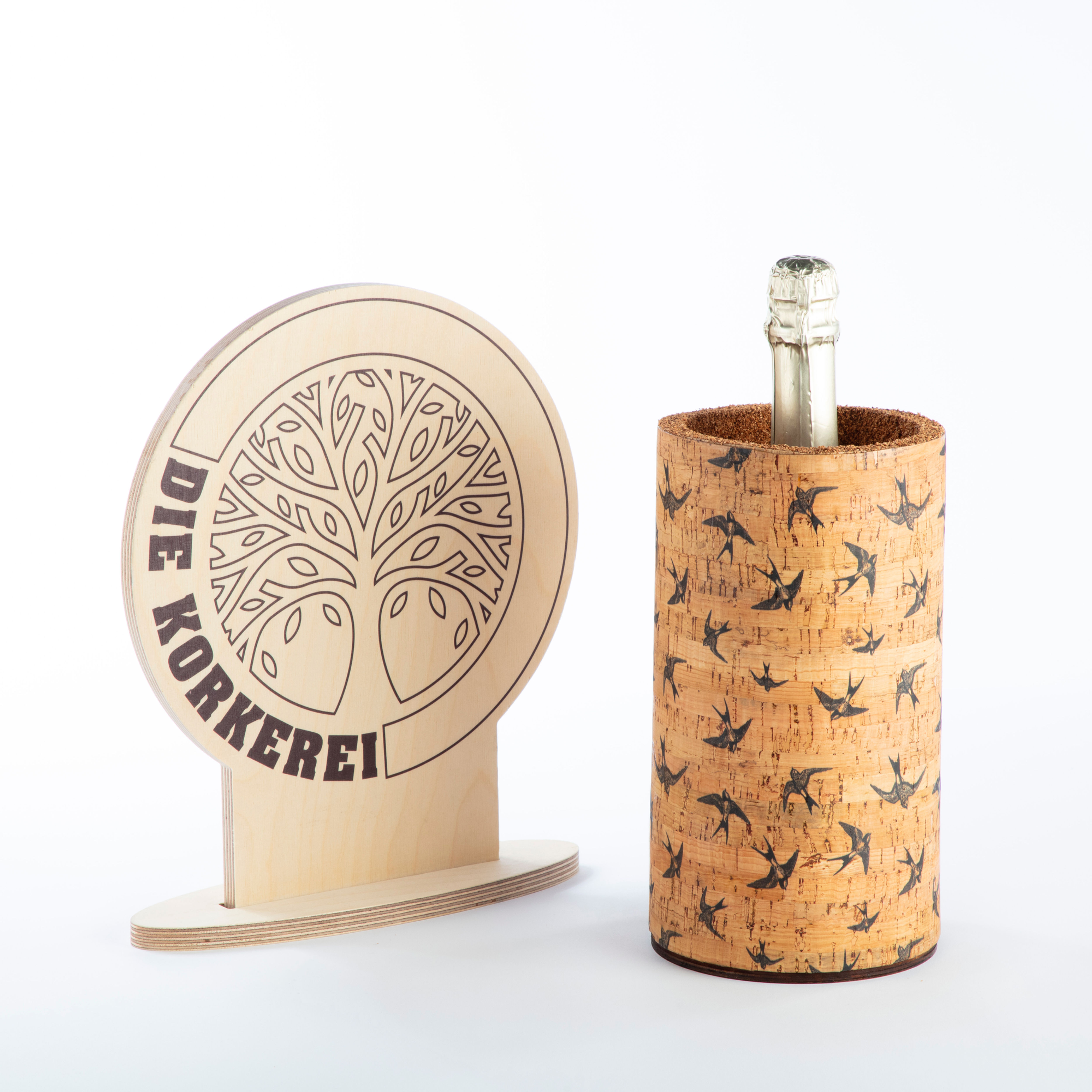 Champagnerkühler Korkstoff schwarze Schwalben