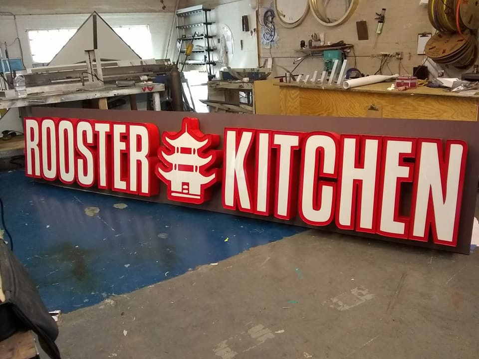 3D CHANNEL LETTERS ROOSTER KITCHEN