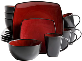 Gibson Soho Lounge 16-Piece Square Reactive Glaze Dinnerware Set