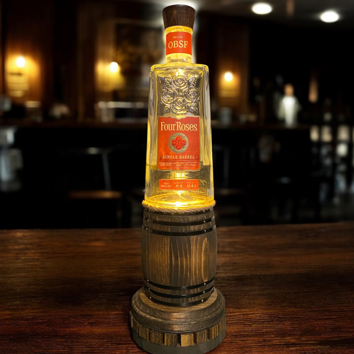 Four Roses Bourbon Barrel Bottle Lamp