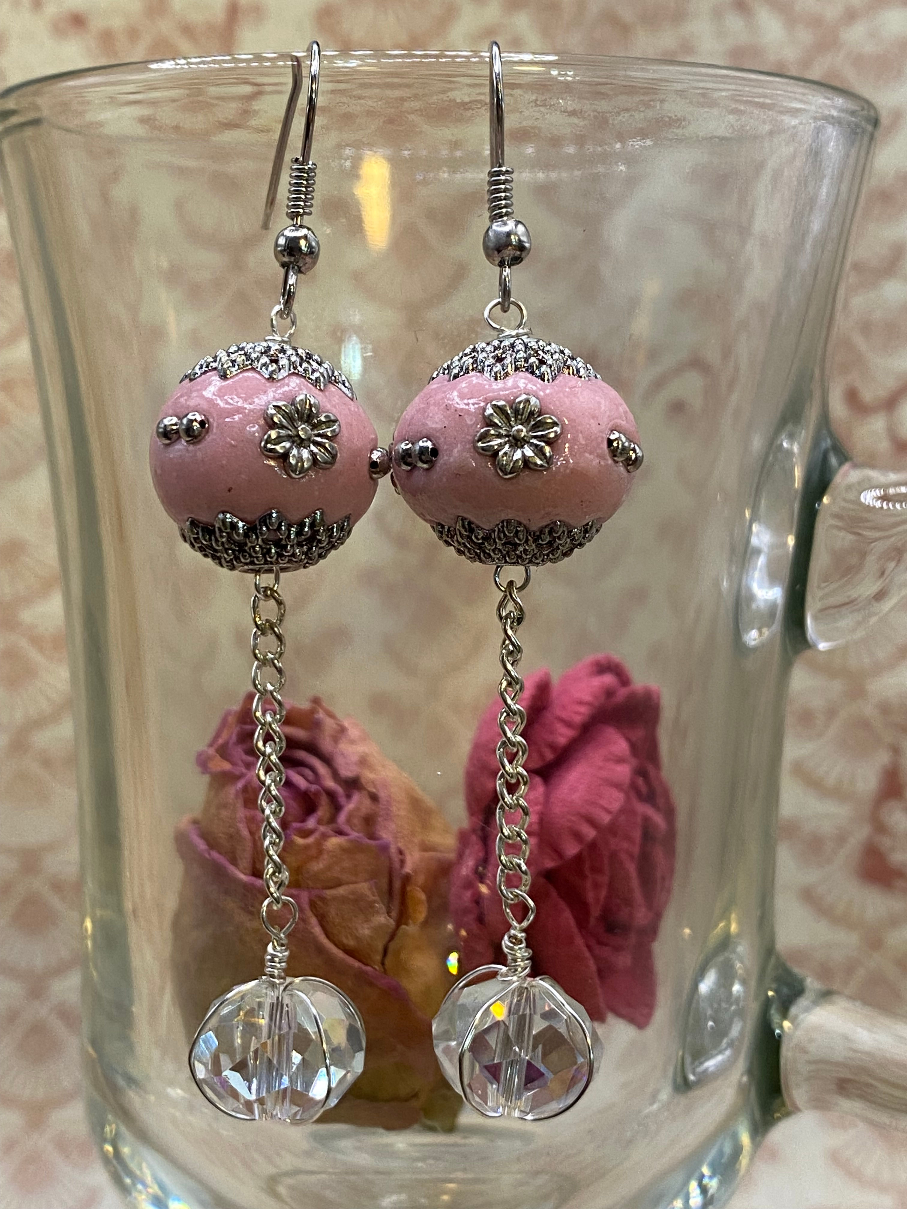 Silvery Rose Earrings