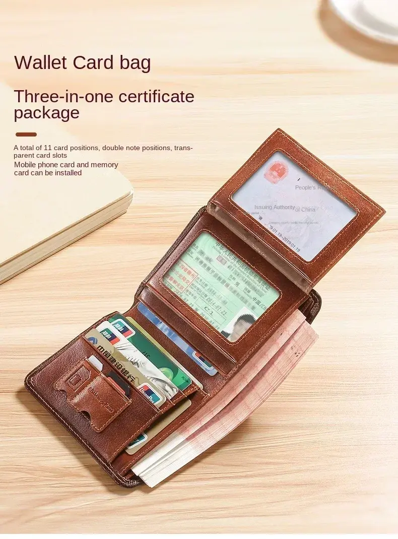 Thumbnail: Leather RFID-Blocking Trifold Wallet | Vintage Design
